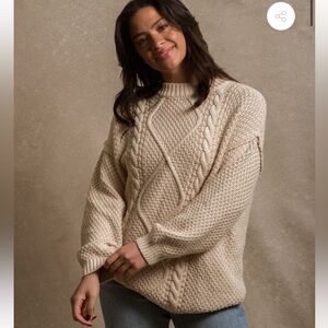 Neuflora Winchester Oversized Sweater Beige Size Small 100% Cotton